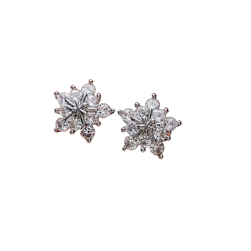 Tejesa Huitan Simple Versatile Women's Cubic Zirconia Stud Earrings Silver Color High Quality Ear Accessory Daily Wear Wedding Jewelry