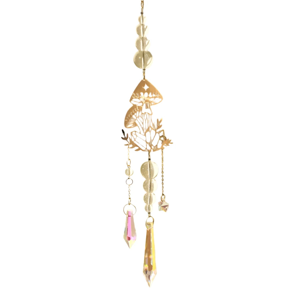 Hemasa Mushroom Sun Catcher Crystal Suncatcher Window Wind Chimes Chakra Prisma Art Hanging Ornaments Garden Suncatchers Outdoor Decors