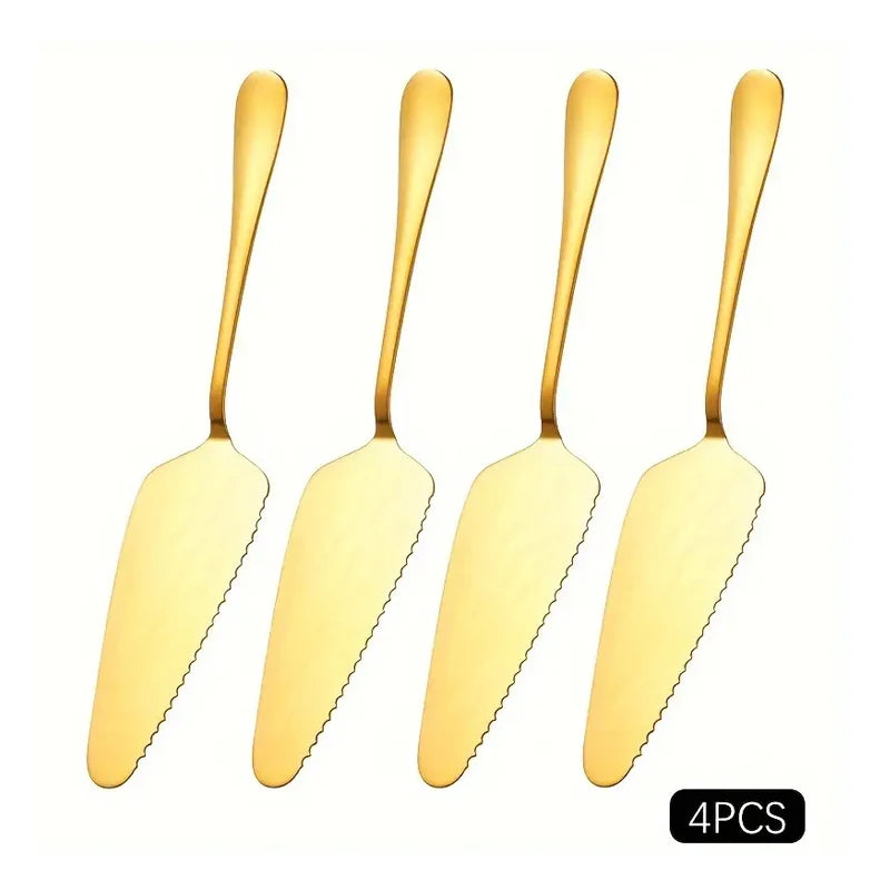 Tejesa 1/2/4pcs Stainless steel cake spatula Birthday cake Gold spatula Family Hotel Birthday Party cake pizza spatula