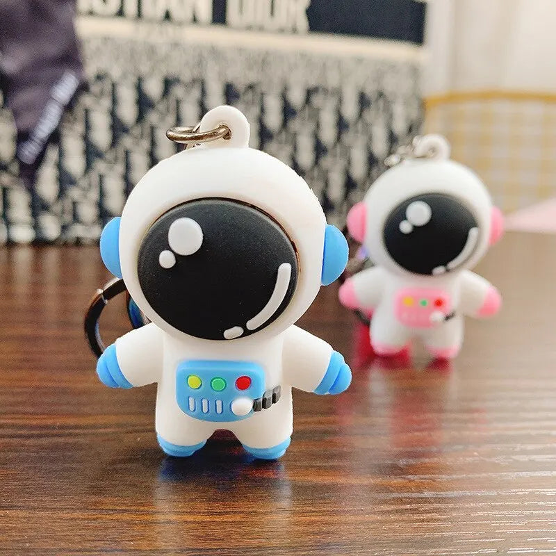2pcs PVC Cartoon Planet Tour Astronaut Keychain Cute Astronaut Couple Chain Soft Rubber Small Pendant Key Ring Gift Aesthetic