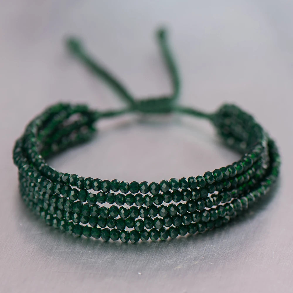 Crystal Bead Bracelet Natural Stone String Woven Ladies Summer Accessories Red For Women Fashion Handmade Jewelry Party Gift