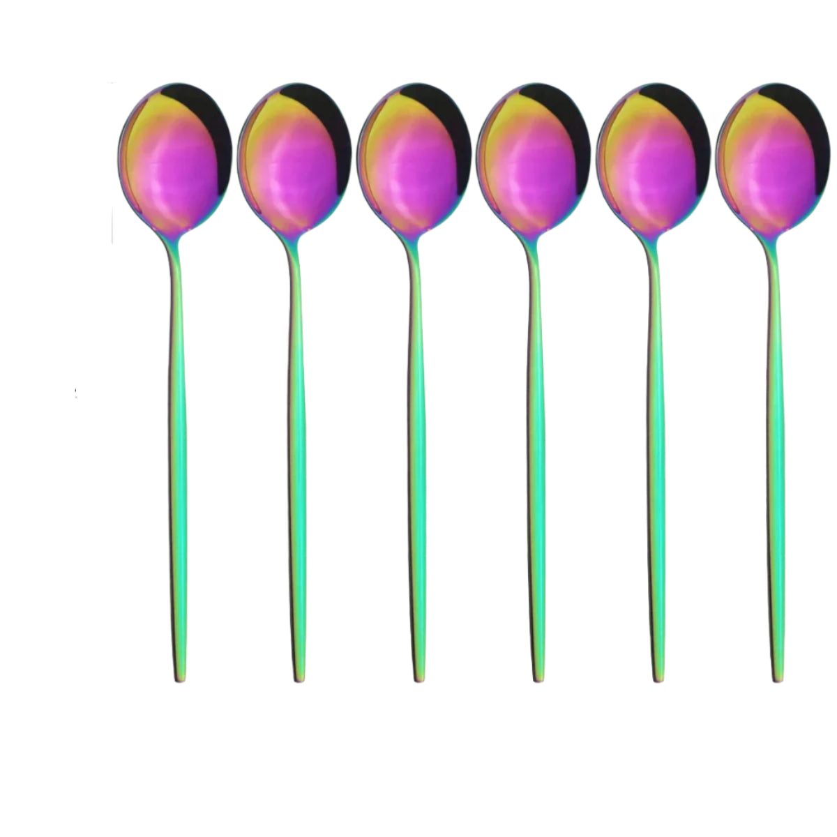 Hemasa 6Pcs  Western Stainless Steel Cutlery Set  Gold Ladle Spoon Dinnerware Dinner Spoon Soup Spoon Tableware Kitchen Silverware Set