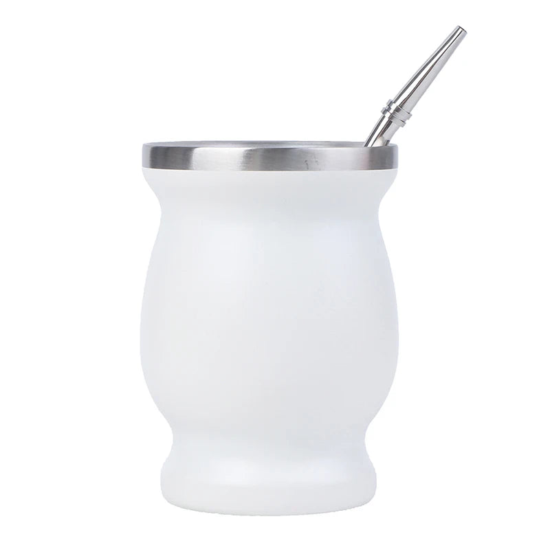 New 1pc Yerba Mate Cup 304 Stainless Steel 8oz Argentine Yerba Mate Gourd With Bombillas