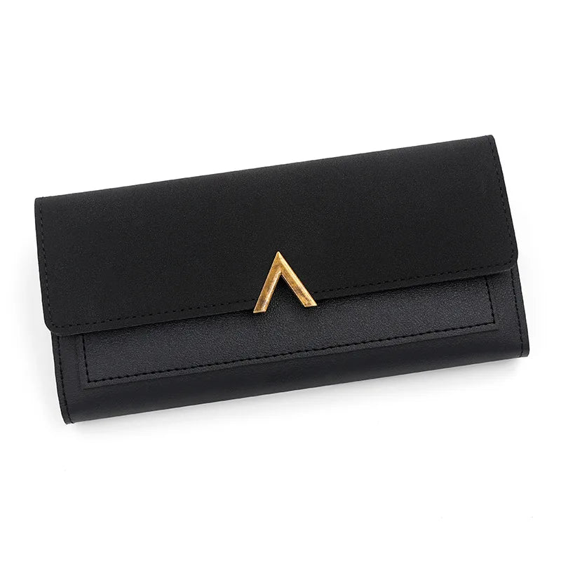 Tejesa  women's wallet long V-shaped buckle three fold wallet for women, hand-held bag, change card bag