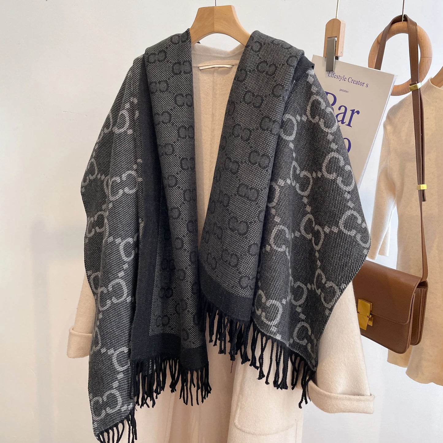 New Luxury Winter Two-Sided Cashmere Long Fringe Scarves High Quality Women Thicken Wrap Shawl Ladies Pashmina Warm Scarf