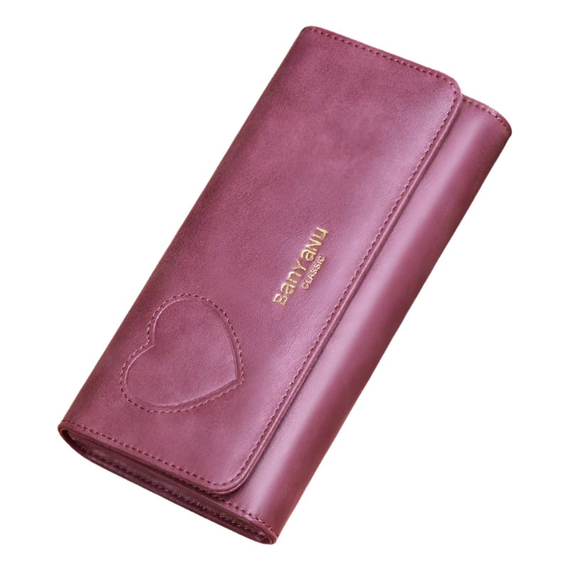 Genuine Leather Rfid Long Women Wallets Clutch Zipper Coin Pocket Female Cute Heart Wallet Card Holder Phone Bag New Women Purse