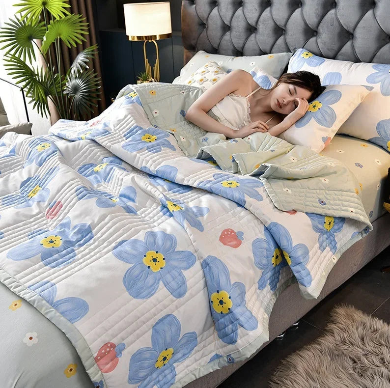 Summer Cool Quilt Air Conditioner Washed Cotton Quilt Student Single Summer Dormitory Spring and Autumn Thin Summer Quilt