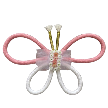 Hemasa  Macrame Daisy Flower Ornament Wall Hanging/ Girls Bedroom Decoration/ Boho Baby Kids Room Woven Butterfly Hanging Pendant