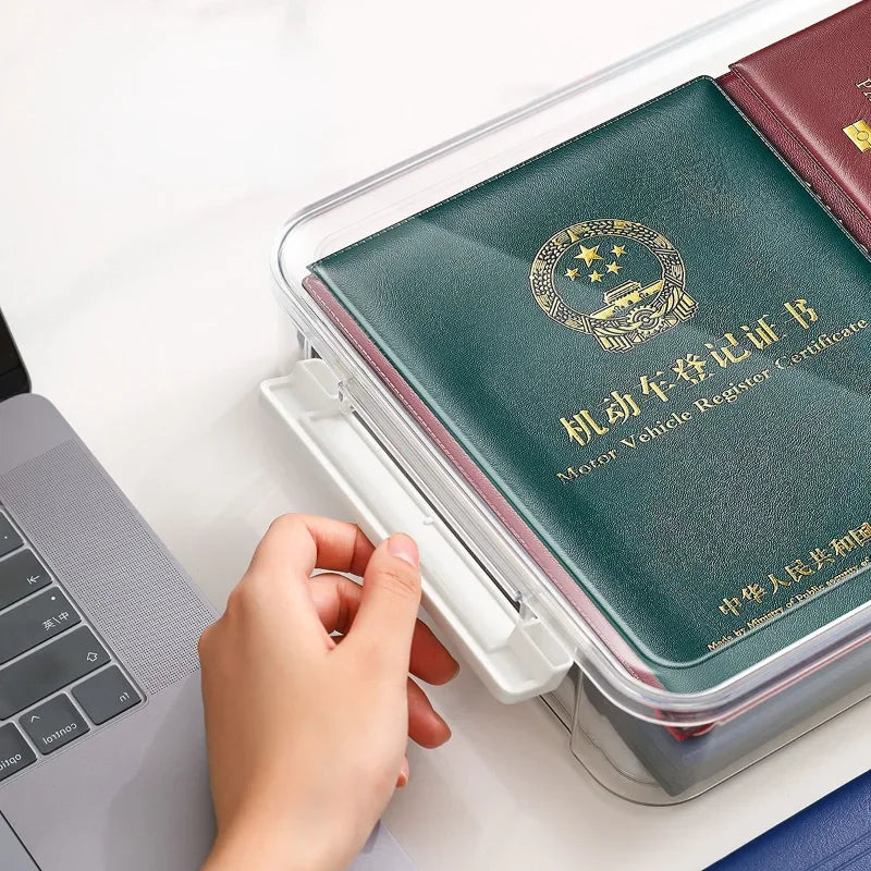 Hemasa A4 Transparent Storage Box Portable Plastic Large Capacity Document Stationery Jewelry Storage Case School Home Office Supplies