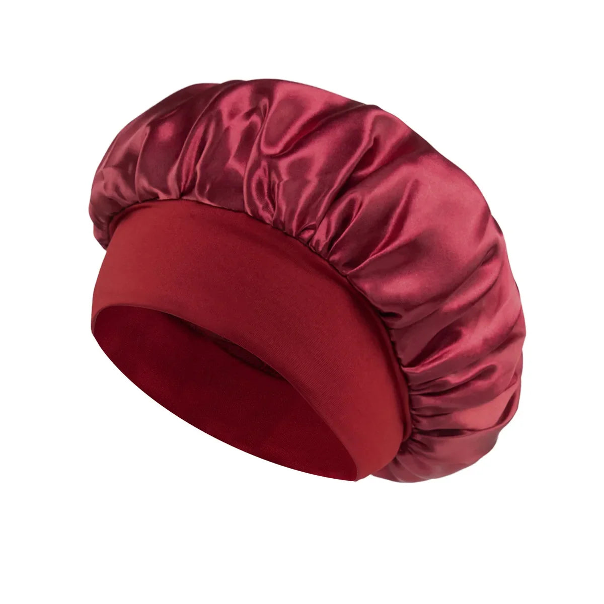 Hemasa Women Satin Bonnet Hair Bonnet for Sleeping Hair Care Silk Bonnets Solid Wide-brimmed Sleeping Hat with Elastic Soft Band