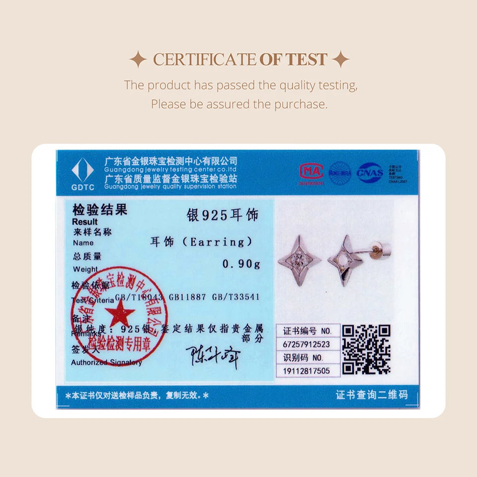 BAMOER Starlight Moissanite Screw-back Earrings, Mini Starburst Round Cut Lab Created Diamond for Women Engagement Gift S925