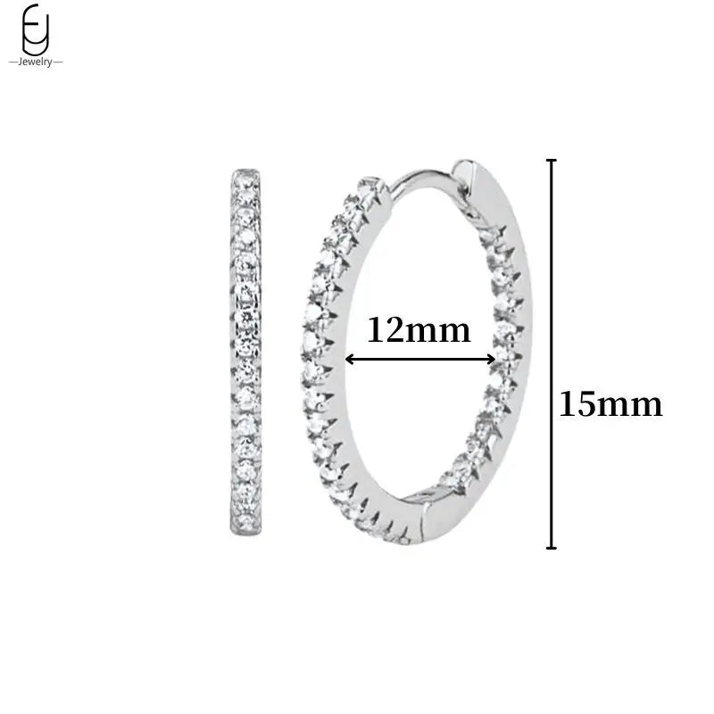 Hemasa 925 Sterling Silver Ear Buckles Fashion Hoop Earrings /White Crystal Luxury Women's Earrings Wedding Women's Jewelry Premium Gift