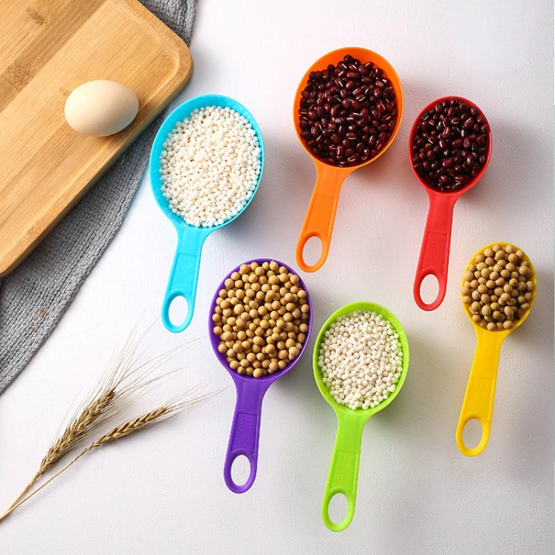 Hemasa 6/12-Piece Set With Scale Colorful Plastic Measuring Spoons /Flour Measuring Cup Seasoning Spoon Kitchen Baking Tools
