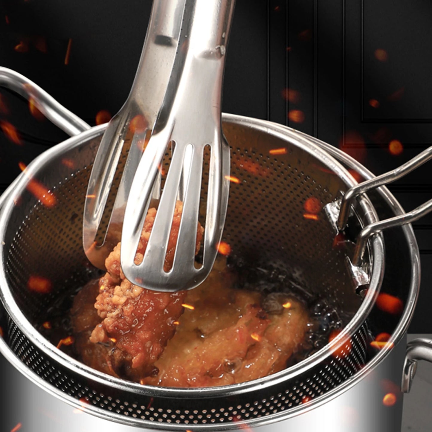 Deep Fryer Pot 304 Stainless Steel Fry Pot with Basket and Lid Food Grade Deep Fryer Multifunctional Deep Frying Pot for Frying