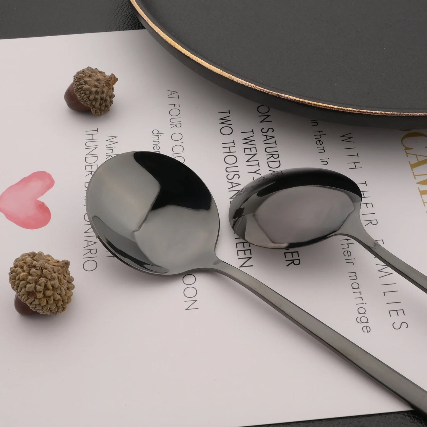 Hemasa 6Pcs Mirror White Gold Tea Spoon Dessert Ice Cream Stainless Steel Spoons Stirring Coffee Spoon Kitchen Accessories Flatware