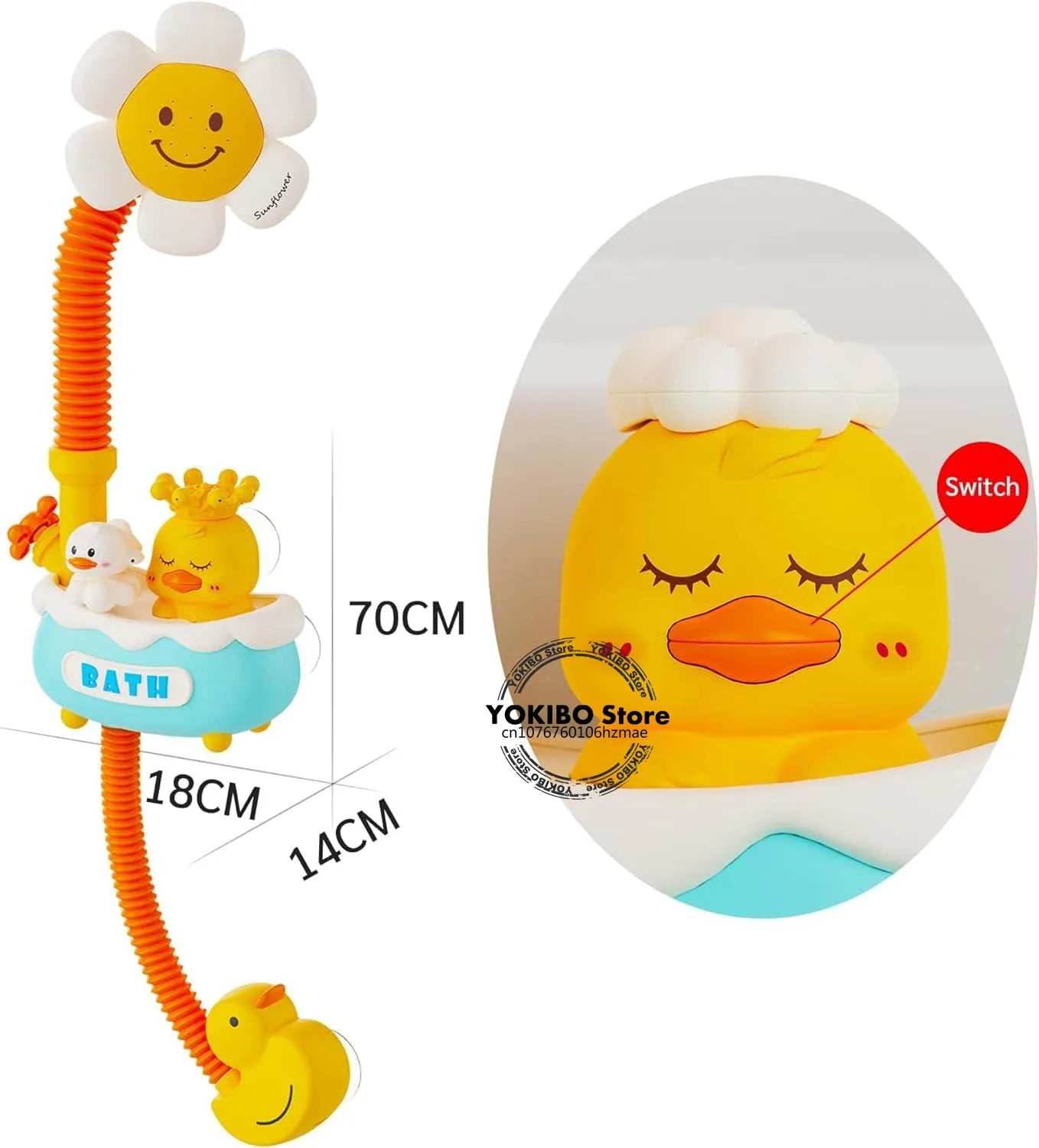Baby Bath Toys Bath Shower for Toddler 4 in 1 Bathtub Toy with Sunflower Shower 3 Water Spray Sprinkler BathTub Toys for Baby