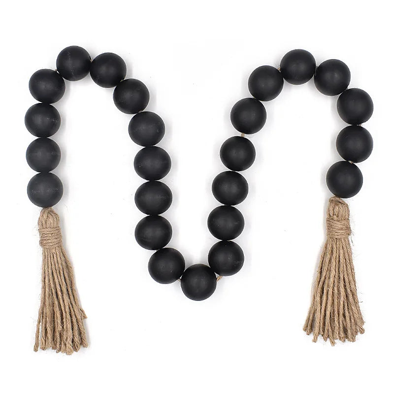 4cm Big Wood Bead Garland Tassel Room Wall Hanging Decor For Christmas Oversized Farmhouse Rustic Country Natural Bead Ornament