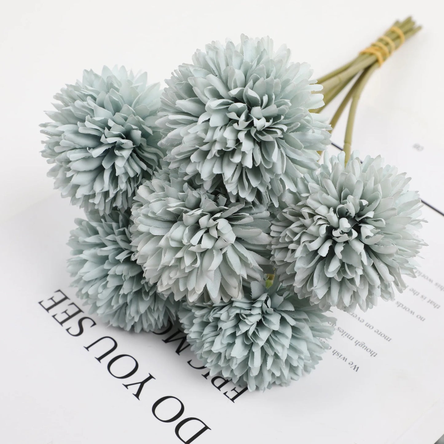 Tejesa 10 Pcs Artificial Flowers Faux Ball Chrysanthemum Bouquet Silk Wedding Bridal Bouquet For Home Garden Party Decoration