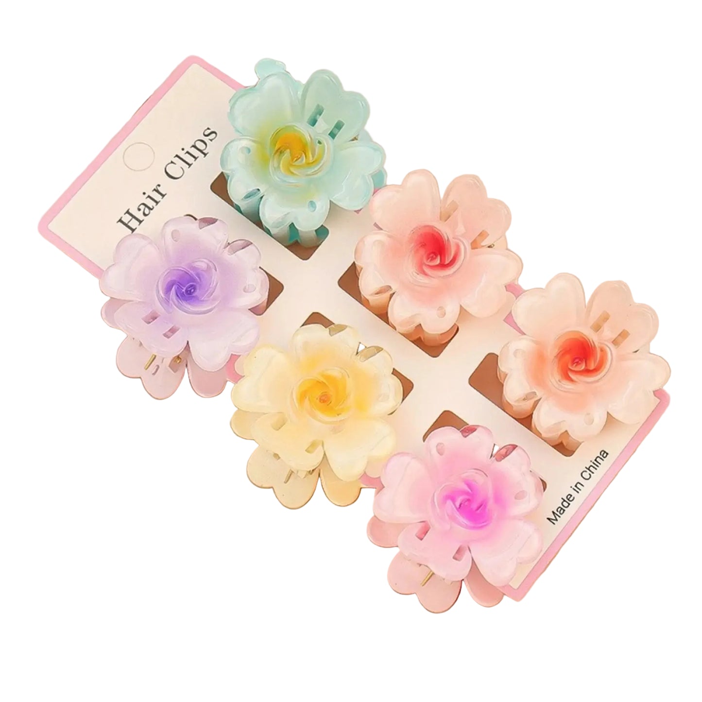 Tejesa 1set/lot 6 pieces of small hibiscus hair clip with gradient color, seaside vacation hair bun magic tool.