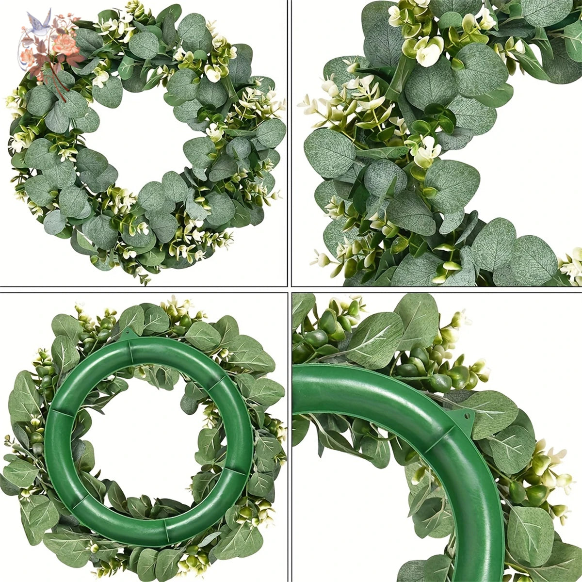 Simulation Money Leaf Eucalyptus Wreath Front Door Wall Hanging Green Garland Holiday Festival Party Home Decoration Ornaments