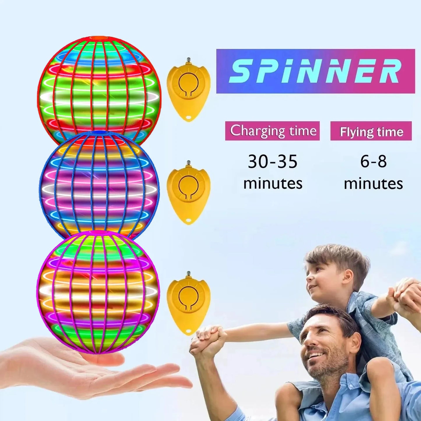 Hemasa Flying Ball Boomerang Flyorb Magic With LED Lights Drone Hover Ball Fly Nova Orb Flying Spinner Fidget Toys Children Gift