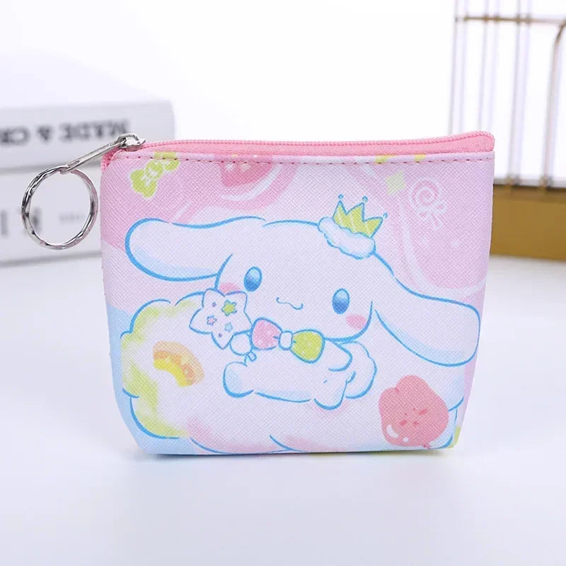 Hello Kitty Purse Coin Purses Cartoon Printed PU Melody Cute Wallet Bag Keychains Storage Bag Sanrio Kuromi Kawaii Mini Pouch