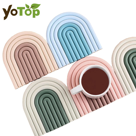 Rainbow Shape Tableware  Mat /Silicone Heat insulation Pad/ Tableware Placement Stackable Coffee Cup Coasters