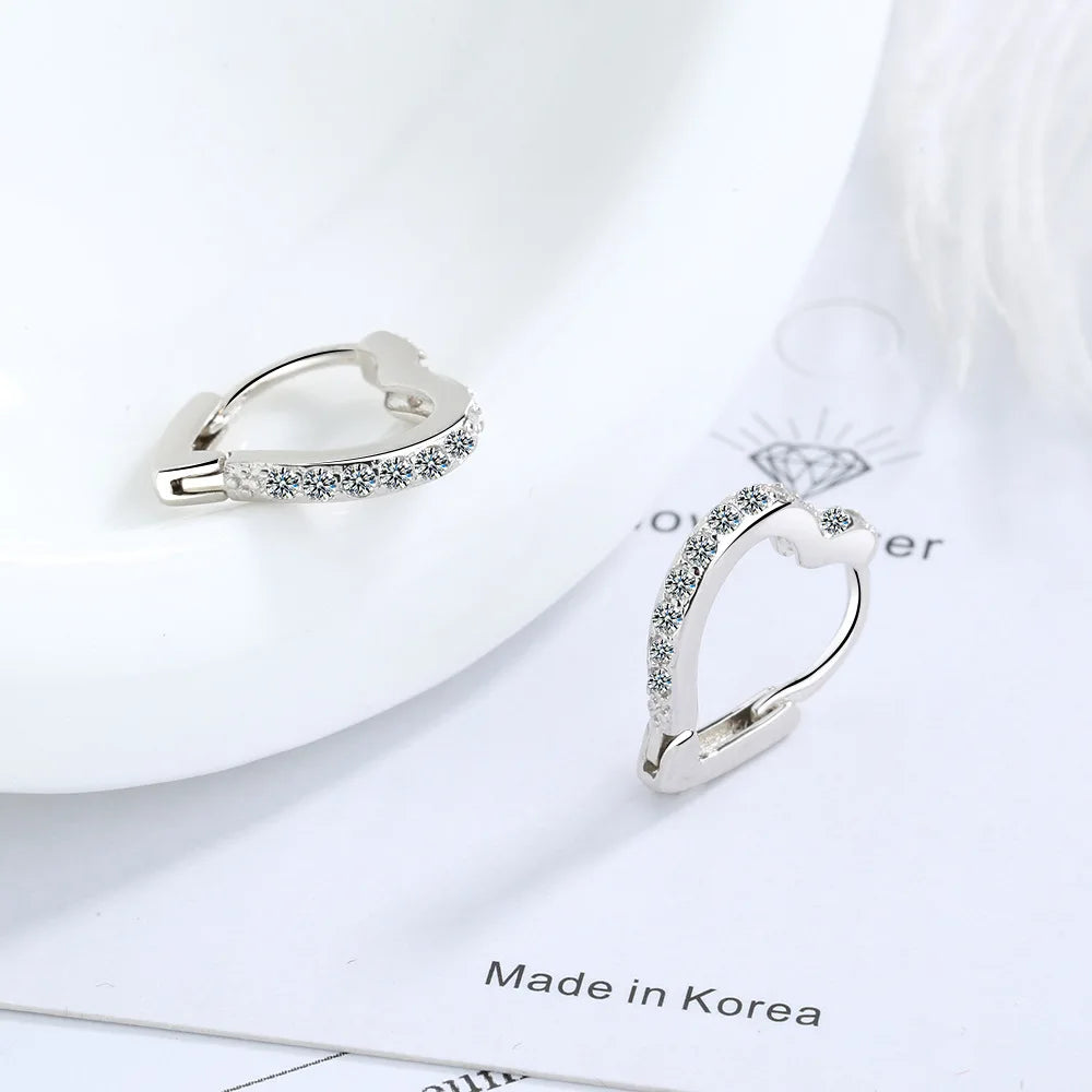 Hemasa 925 Sterling Silver Earrings Heart-Shaped Simple Design For Beautiful Jewelry Gifts For Women