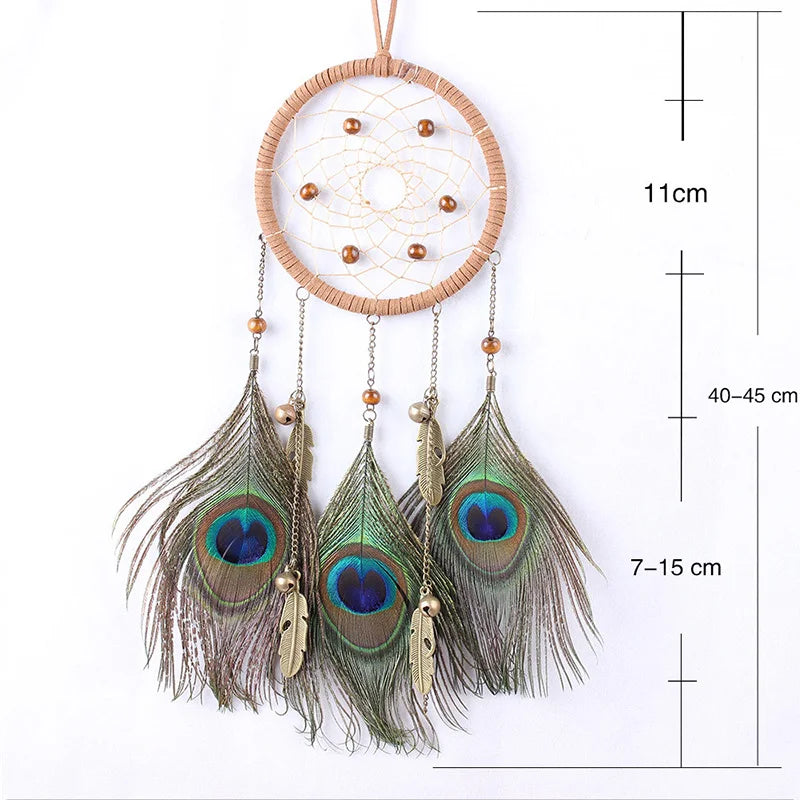 Hemasa Dream Catcher Blue Feather Wind Chime Handmade Girls Room Bedroom Wall Hanging Pendant Ornaments Birthday Gift Home Decoration