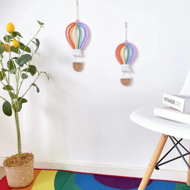Heamsa Nordic Woven Hot Air Balloon Wall Hanging/ Macrame Rianbow Tapestry