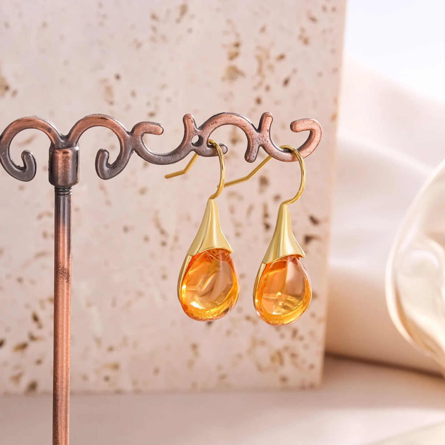 Pendientes Trendy Natural Stone Dangle Earrings Exquisite Water Drop Shape Hook Earrings For Women Wedding Engagement Jewelry