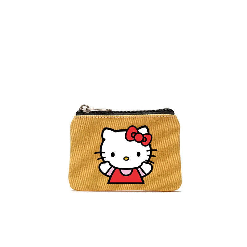 Cartoon Hellos Kittys Coin Purse Canvas Bag Card Bag Simple Fabric Coin Small Bag Cotton Storage Bags for Children's Gifts