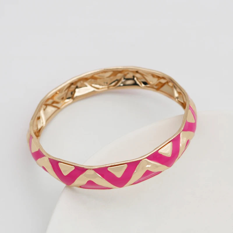 Fuchsia Enamel Metal Bangles For Women New Designed Fashion Trendy Jewelry Accessories Gifts Bohemia Fancy Styles Bijoux MQ069