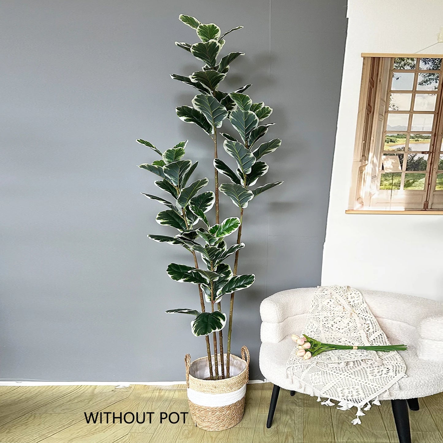 Tejesa 115-240CM New Artificial Fiddle Leaf ficus tree plant Ornament indoor Fake Plant for Home garden Room wedding Decor halloween