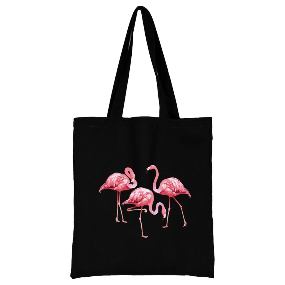 Tejesa Canvas Shopping Bag for Women /Shoulder Bags / Grocery Handbags /flamingo Print  Jute Bag