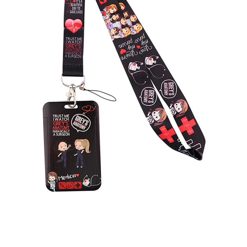 Dentist Doctor Nurse Cartoon Credential Neck Strap Lanyards Keychain ID Card Pass Hang Rope Lariat Key Chain Ring Badge Holder