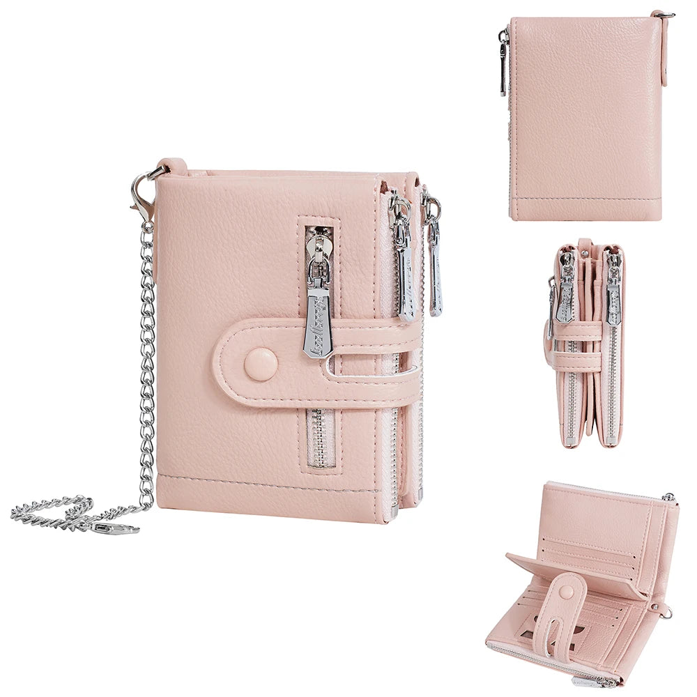 Tejesa  Women's Wallet with Keychain Strap, Multi Card Holder & Coin Zip Pocket, Ins Style Short Bifold Wallet for Wo