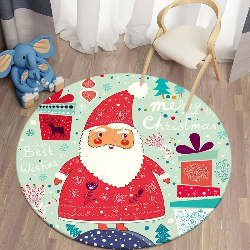 Santa round carpet home living room bed  floor mat kitchen bath   cute children's  decoration