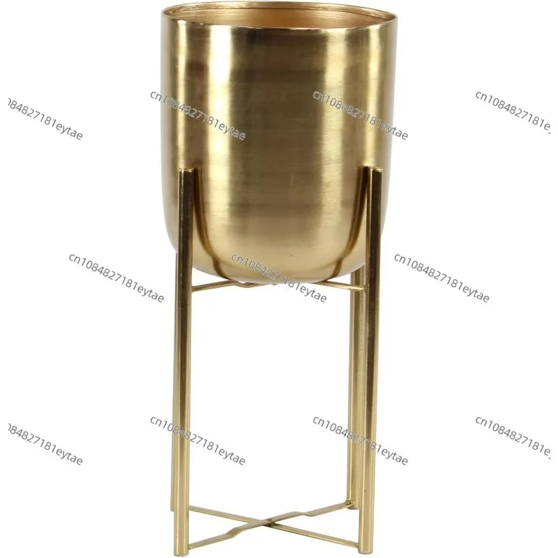 Metal indoor and outdoor large flower pot with removable base, 2 flower pot set, sizes 19 inches and 22 inches respectively.
