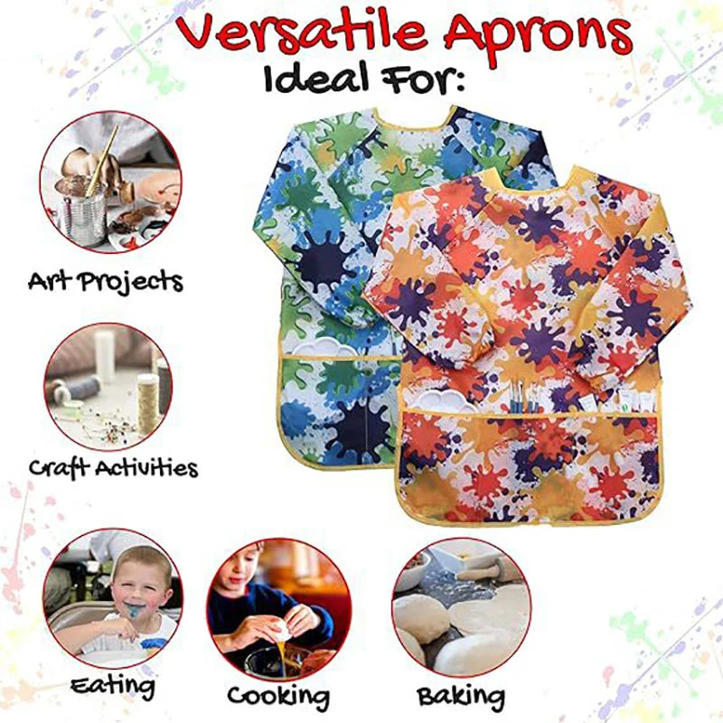 Hemasa  Art Waterproof Kids Art Smock Painting Apron Long Sleeve andPockets for Baking, Eating, Arts & Crafts