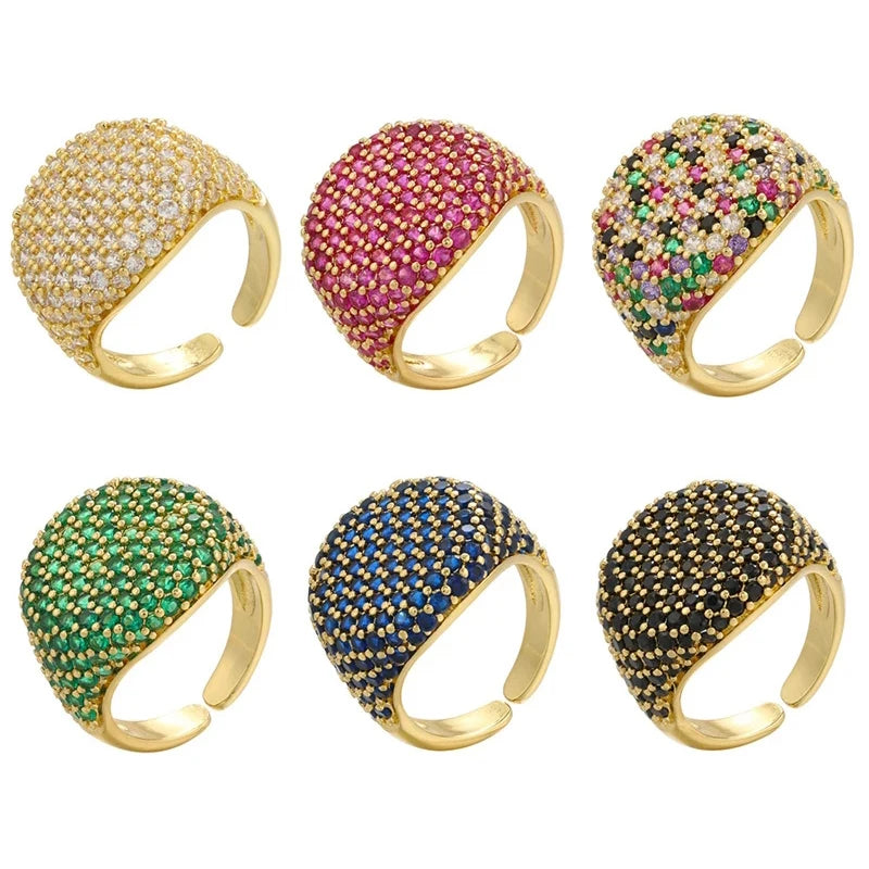 Tejesa  gold color Candy Crystal Ring for women CZ Zircon Opening women Ring