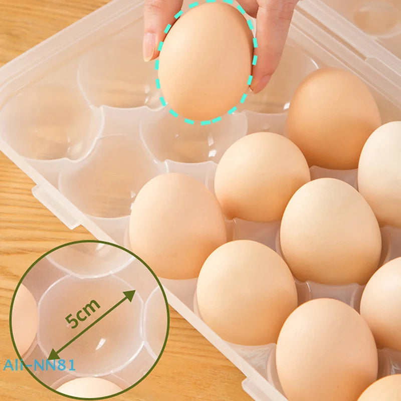 Tejesa 12/18 Grid Egg Storage Box With Lid Kitchen Refrigerator Egg Box Egg Drop Rack Household Fridge Egg Organizer Egg Tray
