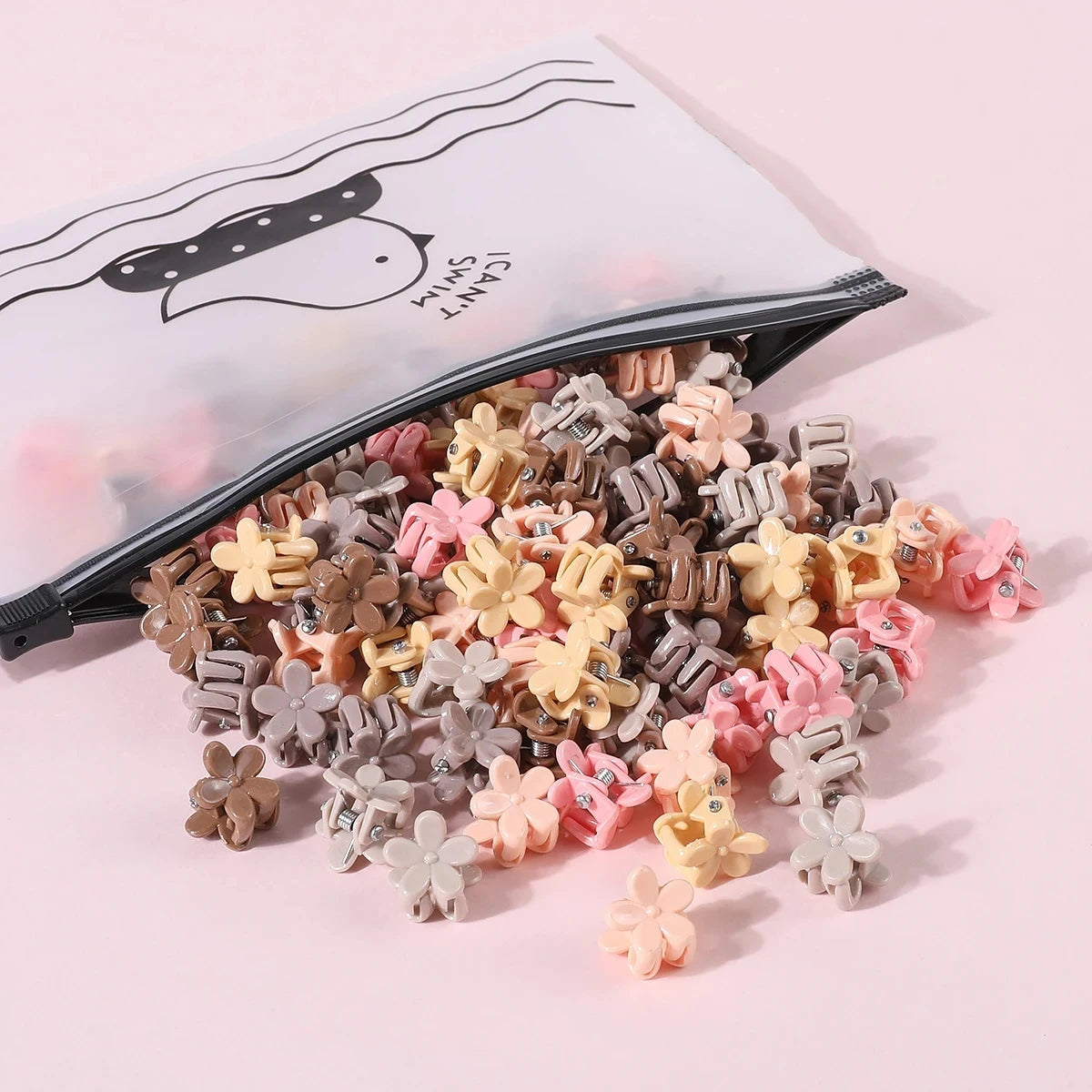 50pcs Girls Small Hair Claw Clips Colorful Plastic Clips Hairpin Flower Heart Mini Multi-Shape Hair Claw Kids Hair Accessories