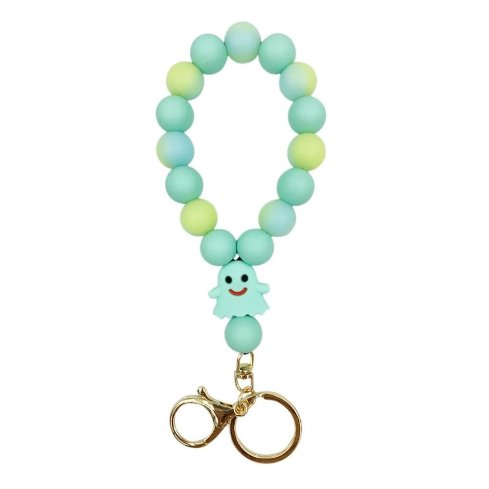 Pumpkin Luminous Ghost Keychain Silicone Fluorescent Halloween Ghost Pendant Lobster Buckle Ornaments Beads Keyring Party
