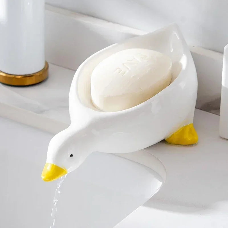 Hemasa  Duck Shape Soap Box Cartoon Soap Dish Drainable Storage Holder Soap Container Storage Dish Household Bathroom Accessories