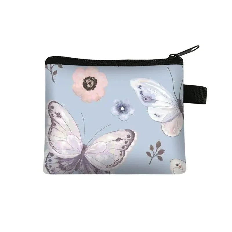 Tejesa Floral Print Cosmetic Bag Girl Women Sanitary Napkin Storage Organizer Bag Coin Card Money Eearphone Lipstick Holder Pouch