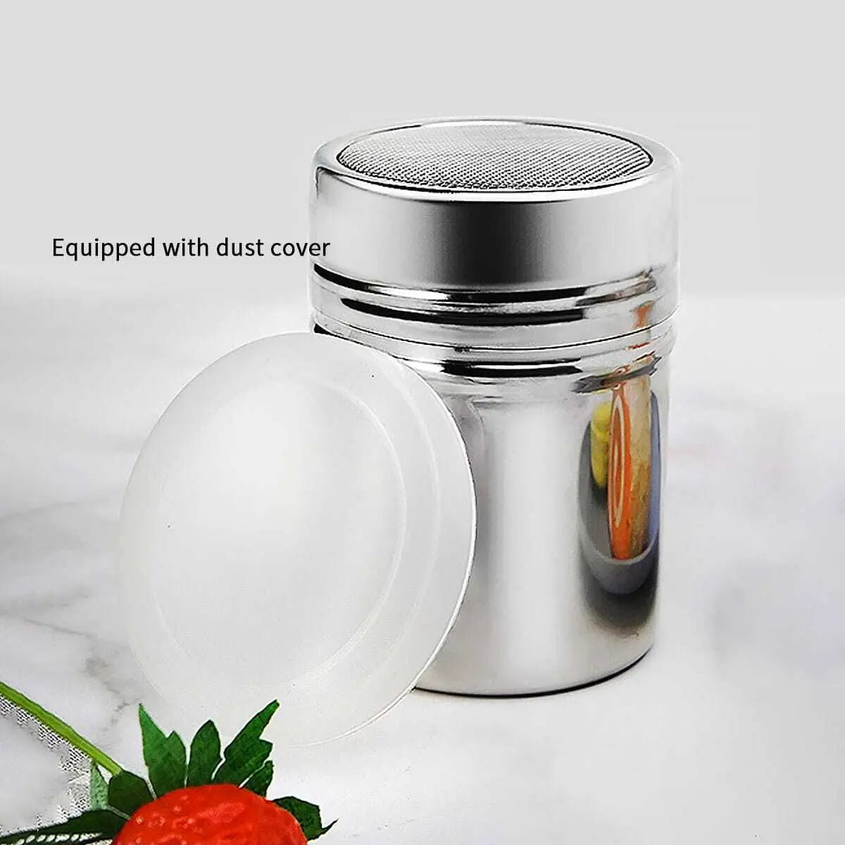 Hemasa 2 pc-Silver stainless steel mesh tube type dusters dusting salt shaker spice jar Salt Sugar Pepper Shaker Box Cocoa Icing Powder