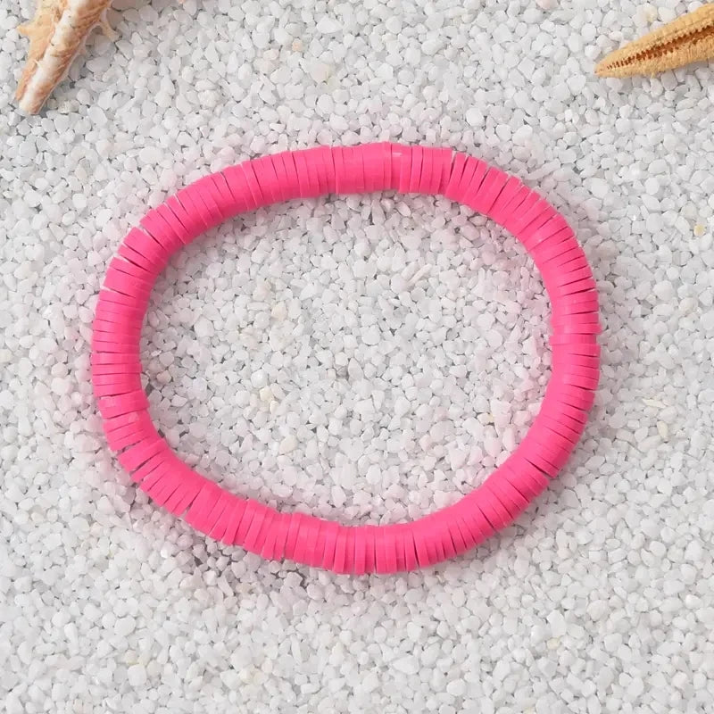 Hemasa 7 pcs/Set Multicolor polymer clay Flat Beads Stretchable Bracelets Women