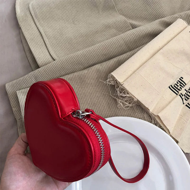 PU Leather Heart Bag Coin Purses for Women Cute Children's Handbag Wallet Designer Original Kawaii Wallets for Girls Wholesale