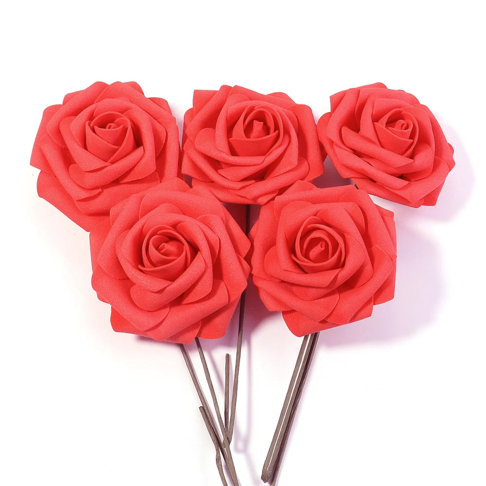 Tejesa 5/10/20Pcs Artificial Foam Rose Flowers 7.5cm PE Simulation Roses Fake Flower Bouquet for DIY Home Wedding Party Dceor Material